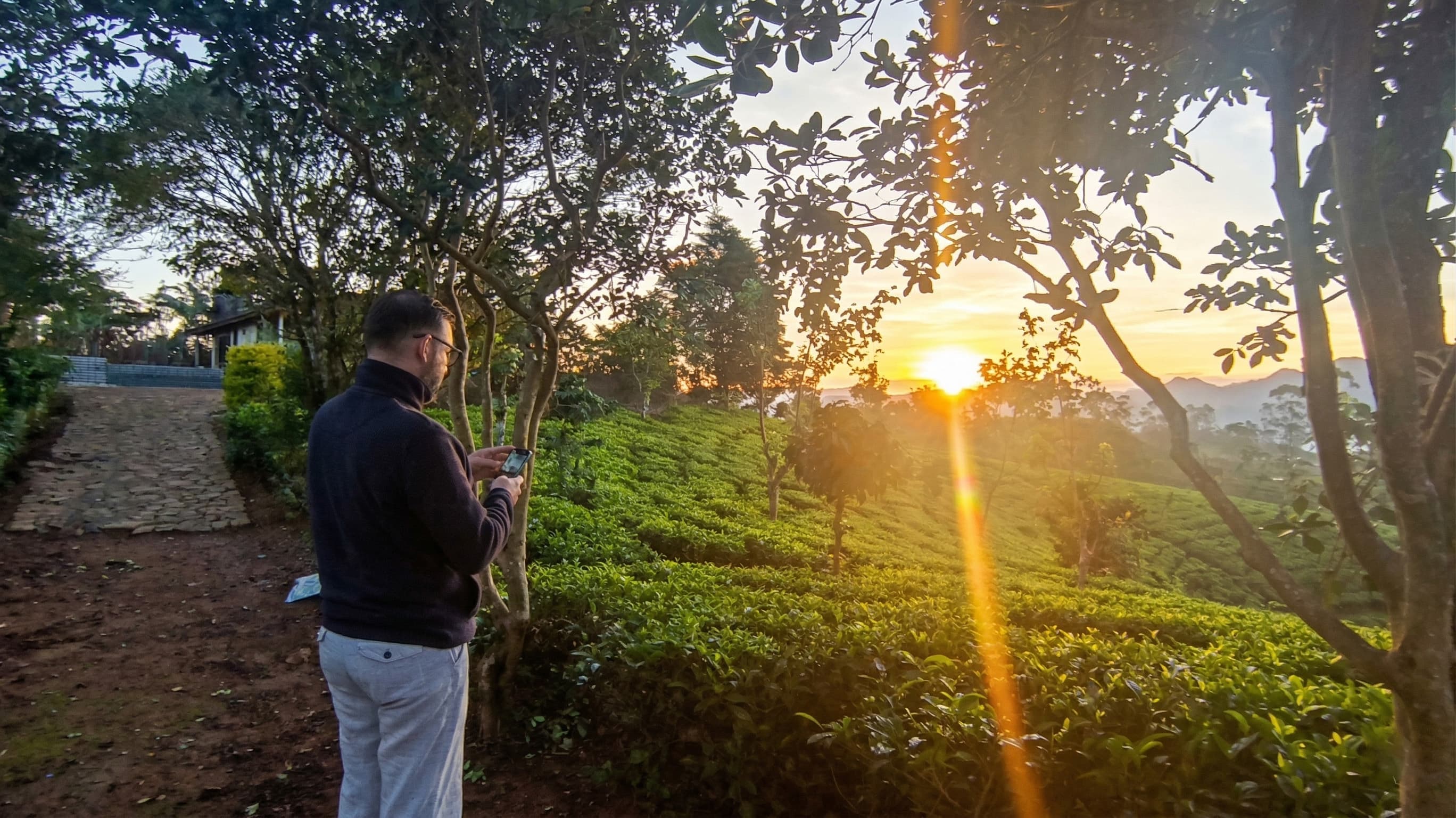 Sunrise over Sri Lanka's hill-country landscape
